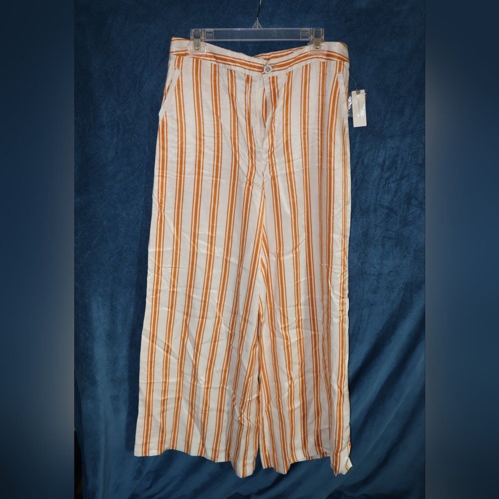 Maeve Orange and White Striped Wide Leg Pants